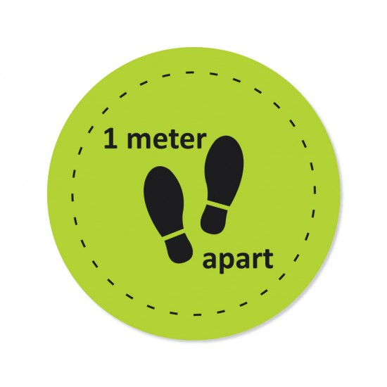 Covid-19 Floor Sticker 1 Meter Apart 26cm Round Apple Green 3pcs